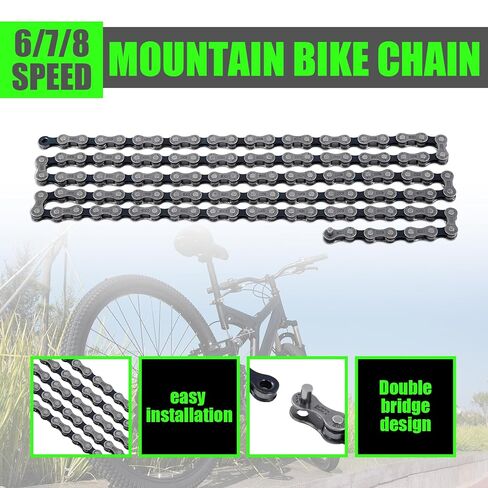 6 7 8 Speed Bike Chain, 1/2" x3/32 116 Links Carbon Steel MTB Bicycle Chain, Detachable Replacement Bike Chain 59 Inch Length in Saudi Arabia
