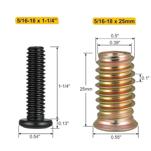 Threaded Wood Inserts for Furniture, 1/4-20 x 1-5/32 Inch, 28 Sets with Hex Screws and Wrenches, Furniture Fasteners (A Kit) in Saudi Arabia