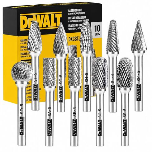 10 Pack DEWALT Tungsten Carbide Burrs Size 5 with 1/4" Shank for Tough Metalworking (DXCBTJ5-10) in Saudi Arabia