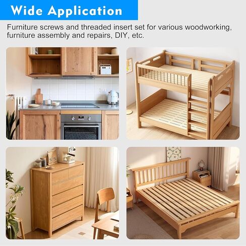Threaded Wood Inserts for Furniture, 1/4-20 x 1-5/32 Inch, 28 Sets with Hex Screws and Wrenches, Furniture Fasteners (A Kit) in Saudi Arabia