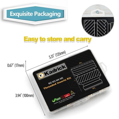Kadrick 520Pcs M2 M3 M4 M5 Threaded Inserts Assortment Kit + Heat Set Insert Tool for 3D Printing Components in Saudi Arabia