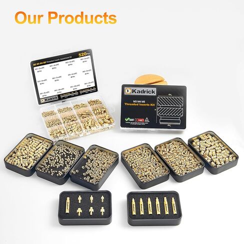 Kadrick 520Pcs M2 M3 M4 M5 Threaded Inserts Assortment Kit + Heat Set Insert Tool for 3D Printing Components in Saudi Arabia