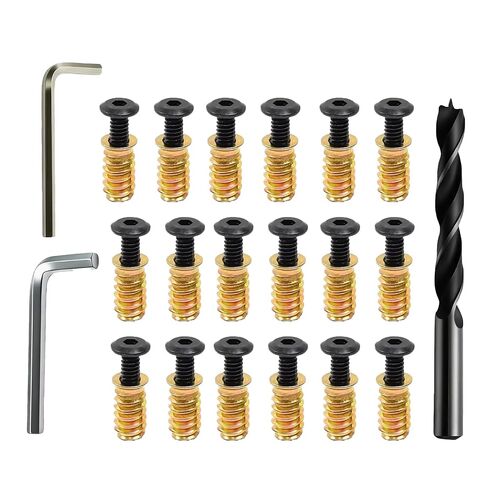 20 Sets 5/16"-18 x20mm Threaded Insert Kits for Wood Furniture - Includes Threaded Inserts and Screws, Woodworking Drill bit and 2 Hex Wrench for Woodworking & DIY Projects in Saudi Arabia