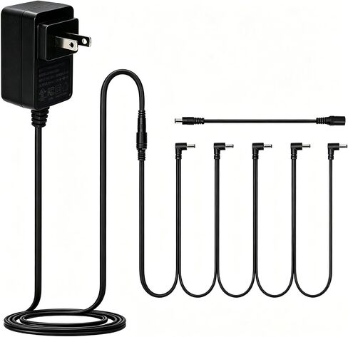 Stormee SPD-1 DC 9V 1.2A Guitar Pedal Power Supply with 5 Way Daisy Chain Cables, AC Wall Charger Power Adapter for Most Guitar Effect Pedals (Tip Negative) in Kuwait