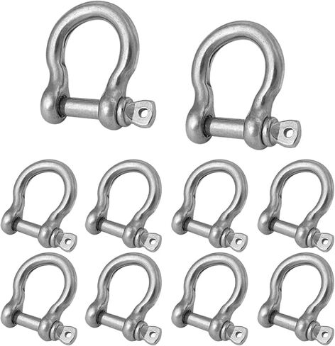 10 PCS Anchor Shackle 3/8 Bow Shackle M10 Screw Shackle 304 Stainless Steel Chain Shackle Clevis Heavy Duty Screw Pin Shackle for Anchor, Towing, Off Road Recovery in Saudi Arabia