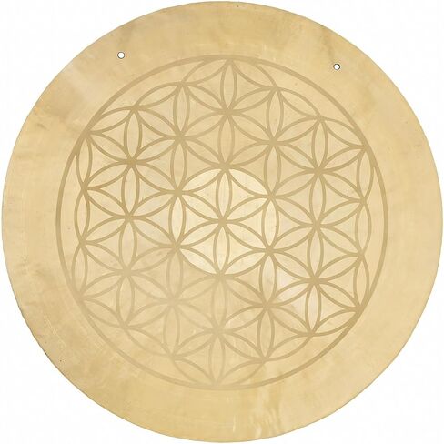 14" to 22" Flower of Life Wind Gongs - Includes Hanging Rope & Mallet/Engraved Sacred Geometry/Great for Yoga & Meditation/Made of Bronze in Kuwait