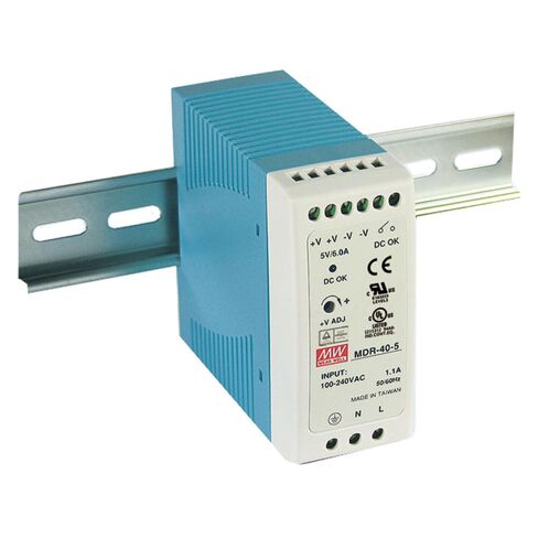 Mean Well MDR-40-24 Power Supply, DIN-Rail, 24 Volt, 1.7 Amp, 40.8 Watt, 3.9" x 1.6" x 3.5" Size in Kuwait