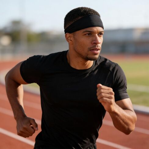 1 pcs Sweat-Absorbent, Breathable & Elastic Solid Color Sports Headband for Running, Fitness, Tennis & More – Unisex, Adjustable in Kuwait