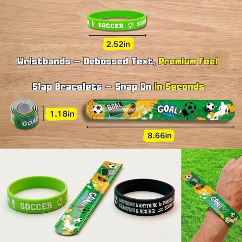 Soccer Party Favors for 2026 - 25 PCS Set with Drawstring Bag, Headbands, Glasses, Silicone Wristbands, Slap Bracelets, Match Day Football Fan Accessories Gift Set for Kids & Adults in Kuwait