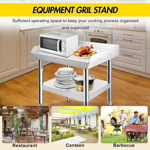 Stainless Steel BBQ Grill Table 24x28x24 inch, Heavy-Duty Construction, Adjustable Undershelf, Easy Assembly, Stable Design for Home Kitchens, Outdoor Barbecues, and Commercial Restaurants in Kuwait