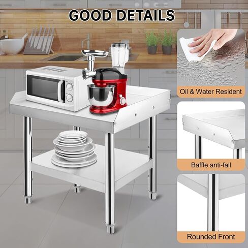 Stainless Steel BBQ Grill Table 24x28x24 inch, Heavy-Duty Construction, Adjustable Undershelf, Easy Assembly, Stable Design for Home Kitchens, Outdoor Barbecues, and Commercial Restaurants in Kuwait