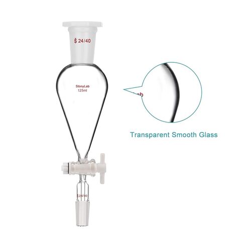 Separatory Funnel with 24/40 Joints (125 ml) Bundle with Glass Erlenmeyer Flask (250 ml) - stonylab Bundle in Kuwait