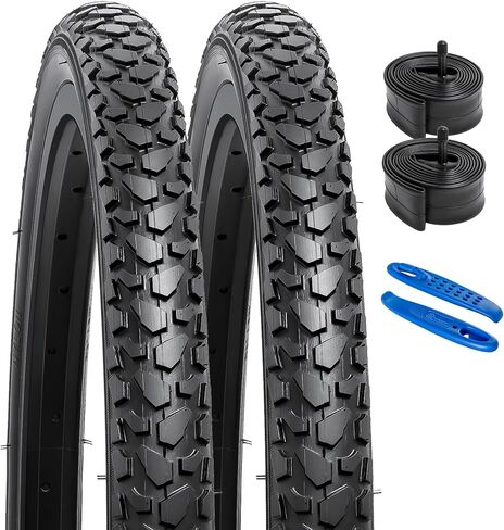 YUNSCM 2-PCS 24" Bike Tires 24x1.75/47-507 and 24" Bike Tubes Schrader Valve Compatible with Mountain Bike 24 X 1.75 Bicycle Tires and Tubes (Y-674) in Saudi Arabia