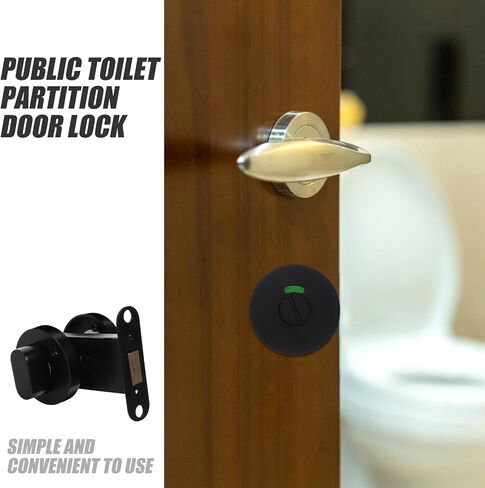 Privacy Indicator Door Lock for Public Restrooms and Office Buildings, Zinc Alloy Material with Easy Installation and Occupancy Status Display, Black Commercial Bathroom Stall Lock in Kuwait