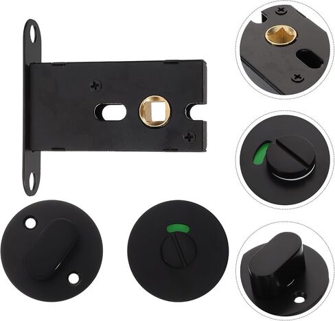 Privacy Indicator Door Lock for Public Restrooms and Office Buildings, Zinc Alloy Material with Easy Installation and Occupancy Status Display, Black Commercial Bathroom Stall Lock in Kuwait