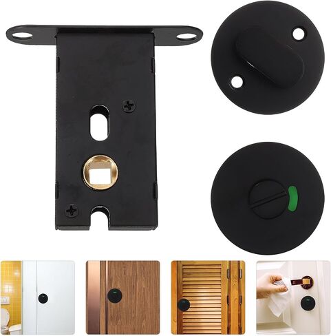 Privacy Indicator Door Lock for Public Restrooms and Office Buildings, Zinc Alloy Material with Easy Installation and Occupancy Status Display, Black Commercial Bathroom Stall Lock in Kuwait