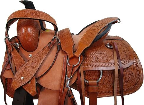 Ranch Rancher Roping Western Horse Saddle 15 16 17 18 Pleasure Tooled Leather Tack FQHB in Kuwait