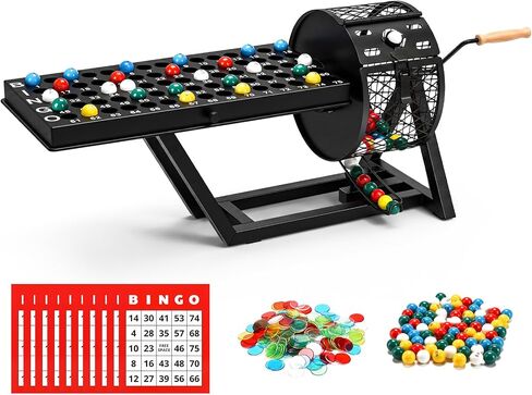 AugFir Professional Deluxe Bingo Game Set, Table Top Machine Bingo Sets Adults for Large Group, Newly Upgraded Bingo Cage and Balls Storage Bag for Adults Parties, Game Night, Community and Family in Kuwait