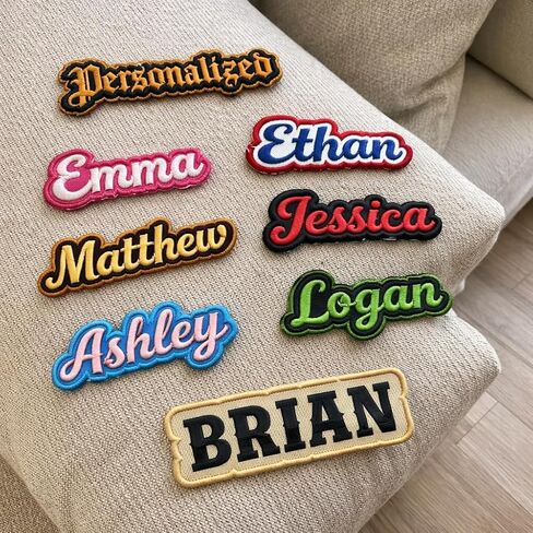 Custom Embroidered Name Patches, Name Tags Patches, Custom Name Patch Iron on, Sew on, Hook and Loop, Name Patch for Uniform, Backpack, Christmas, Easter Basket, Wedding, School (Multi) in Saudi Arabia
