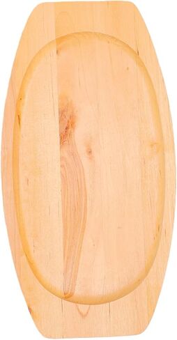 Kadimendium Oval Cast Iron Sizzling Plate with Wooden Base Rustproof Scratchproof Design for Home Kitchens 9.4x5.5x0.8in in Kuwait