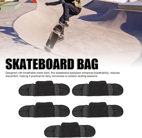 5PCS Skateboard Backpack, Portable Single Shoulder Bag with Breathable Mesh, Ideal for 80x20cm Double Kick Skateboard in Kuwait