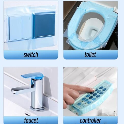 Blue Barrier Film,Travel dirt prevention Barrier Tape,Portable Travel Toilet Barrier Tape for Public Toilets Hospital Hotel，266 Sheets for Door Knob, Faucet Handle & Light SwitchBarrier Film in Kuwait