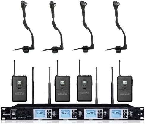 مايك UHF 4 قناة ميكروفون لاسلكي للقرن الساكسفونات البوق توبا طبل in Kuwait