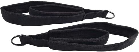 Pilates Double Loop Straps with D-Rings, Cotton Webbing and for polar Fleece Foot Straps for Reformer Equipment, Home Gym Workout Flexibility Training, Black, 2 Pack in Saudi Arabia
