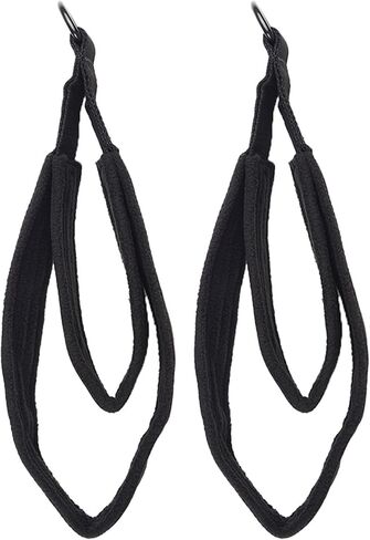 Pilates Double Loop Straps with D-Rings, Cotton Webbing and for polar Fleece Foot Straps for Reformer Equipment, Home Gym Workout Flexibility Training, Black, 2 Pack in Saudi Arabia