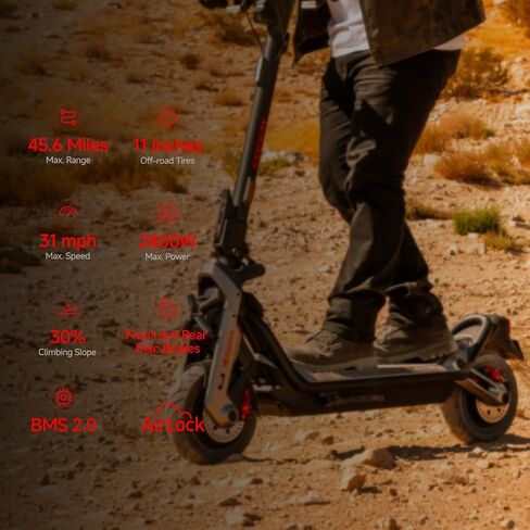 Segway SuperScooter GT3، 31 ميل في الساعة مع مدى طويل 45 ميل، محرك ذروة 2400 وات، تعليق هيدروليكي مزدوج، إطارات ذاتية الغلق، سكوتر كهربائي بشحن فلاش للبالغين، معتمد من UL 2272/2271، Gen3 in Kuwait