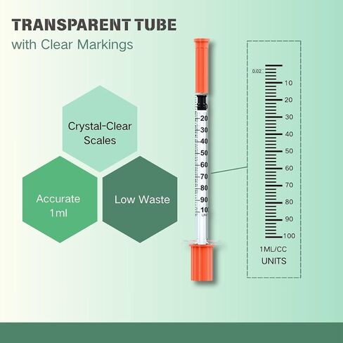 U-100 1mL/cc Disposable Syringe with 31G 5/16"(8mm) Needle | Individually Wrapped | 30 Pack in Kuwait
