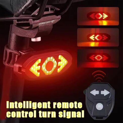Bike Tail Light with Turn Signals, 2026 New Ultra Bright Wireless Remote Control Waterproof Bicycle Rear Light, USB Rechargeable Warning TailLight, for Biycle, E-Bike, Scooter in Kuwait