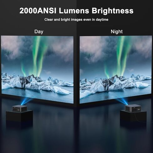 جهاز عرض 4K مع واي فاي وبلوتوث [2500 ANSI / تركيز تلقائي بالذكاء الاصطناعي / تطبيقات مرخصة رسميًا]، جهاز عرض أفلام خارجي مع نظام تشغيل تلفزيون ذكي 2.0 ودولبي، جهاز عرض المسرح المنزلي HAPPRUN للاستخدام الداخلي/الخارجي in Kuwait