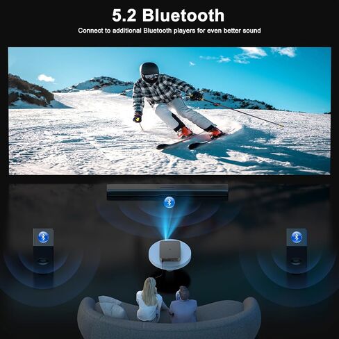 جهاز عرض 4K مع واي فاي وبلوتوث [2500 ANSI / تركيز تلقائي بالذكاء الاصطناعي / تطبيقات مرخصة رسميًا]، جهاز عرض أفلام خارجي مع نظام تشغيل تلفزيون ذكي 2.0 ودولبي، جهاز عرض المسرح المنزلي HAPPRUN للاستخدام الداخلي/الخارجي in Kuwait