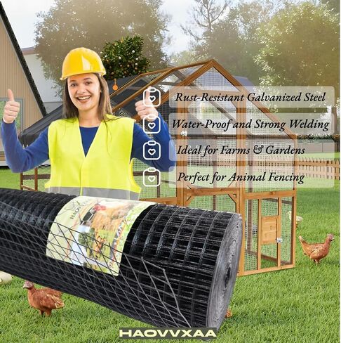 48 x 100 ft Black Hardware Cloth 1 Inch – 17 Gauge Vinyl Coated Welded Wire Mesh Roll, Heavy Duty PVC Coated Steel Fence for Garden, Chicken Coop, Outdoor Run, Animal Cage (1inch 48"x100') in Kuwait