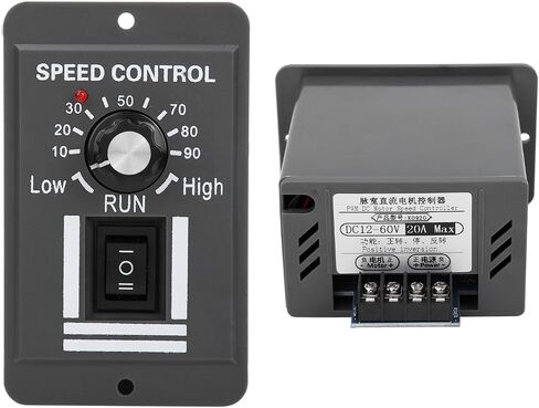 DC Motor Speed Controller, 12V-60V 20A Adjustable Forward Reverse Stop Knob, Brushed DC Motor Controller, High Current PWM Speed Control, for Robotics, Electric Scooters, Golf Cart in Kuwait