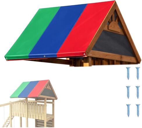 Twing Set Presaction Tarp ، 52 × 89 في سقف ملعب متعدد الألوان ، استبدال المظلة في الفناء الخلفي متعدد الألوان لمجموعة اللعب في الهواء الطلق (Green + Blue + Red) in Kuwait