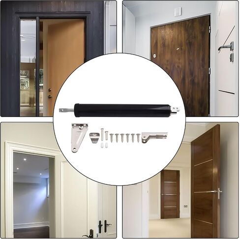 Automatic Door Closer Pneumatic Buffer for Fire Doors 50-90cm Adjustable Soft Closing Device for Wood Metal Residential Commercial White(B) in Kuwait