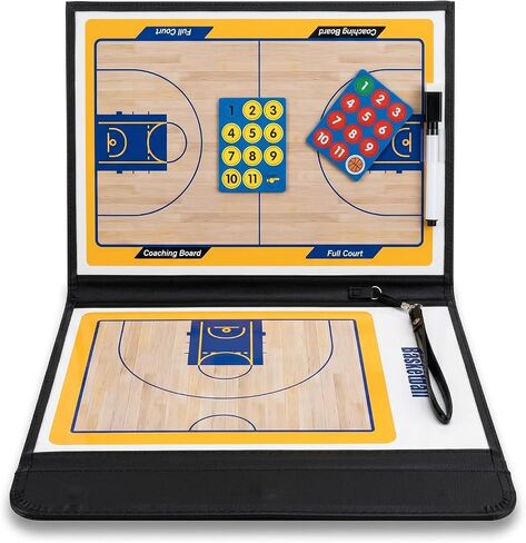 Basketball Clipboard for Coaches, Magnetic Basketball Coaching Board with Player Magnets, Double-Sided Court Tactic Board, Portable Coaching Clipboard for Game & Training, Great Gift for Coaches in Kuwait