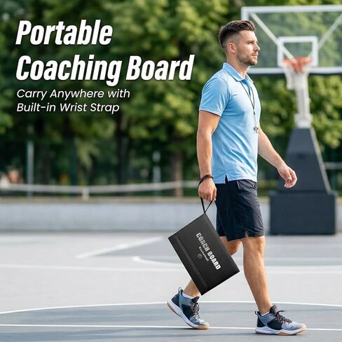 Basketball Clipboard for Coaches, Magnetic Basketball Coaching Board with Player Magnets, Double-Sided Court Tactic Board, Portable Coaching Clipboard for Game & Training, Great Gift for Coaches in Kuwait