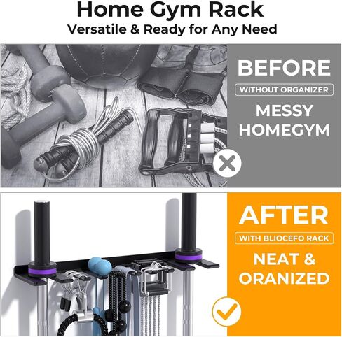 حامل أثقال للتثبيت على الحائط من Home Gym، متعدد الوظائف اثنين في واحد لتخزين أثقال التخزين وأشرطة المقاومة وإكسسوارات الكابلات وأحزمة رفع الأثقال وحبال القفز والسلاسل in Kuwait
