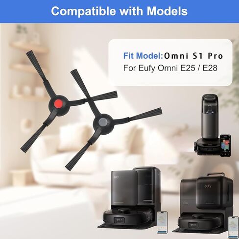 فرش جانبية بديلة متوافقة مع مكنسة الروبوت Eufy Omni S1 Pro E25 E28 E35، ملحقات فرشاة زاوية كنس الحواف، 4 عبوات | متوافق مع مكنسة الروبوت، كنس الحواف، ملحقات فرشاة الزوايا in Saudi Arabia