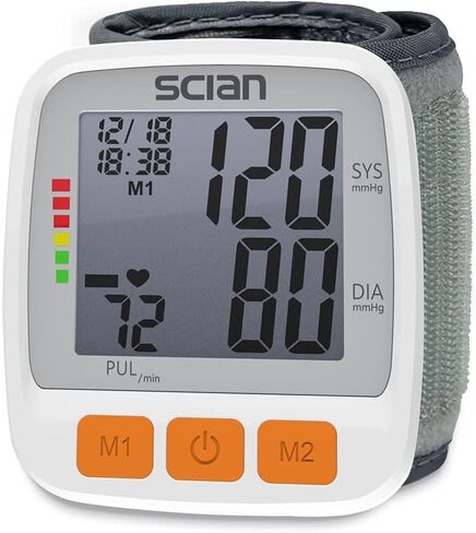 سوار ضغط الدم من SCIAN، سوار معصم لضغط الدم مع سوار معصم قابل للتعديل وشاشة LCD كبيرة 2 مستخدمين 180 ذاكرة للطبيب والاستخدام المنزلي in Kuwait