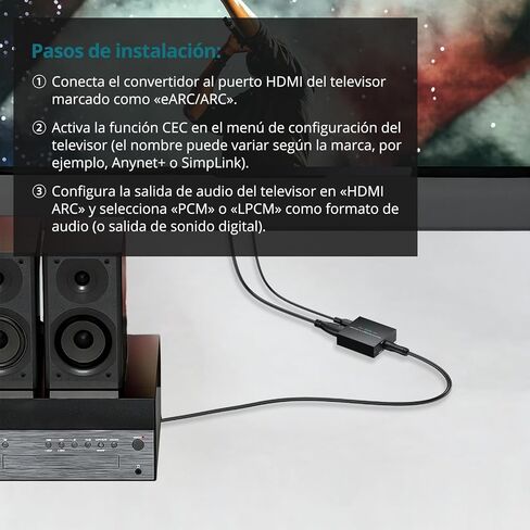 eARC/ARC إلى مستخرج صوت 3.5 مم، محول HDMI ARC مدمج مع ستيريو PCM 192 كيلو هرتز للتلفزيونات المتوافقة مع سماعات الرأس ومكبرات الصوت ومكبرات الصوت، ويدعم إخراج الاستريو، والتحكم في مستوى الصوت عن بعد CEC in Kuwait