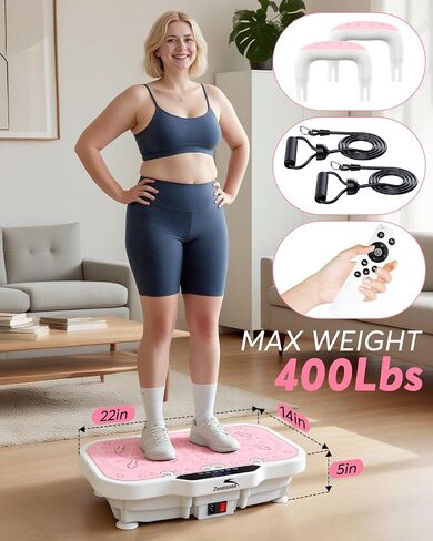 Zoomsnail Vibration Plate Exercise Machine, 8000 Vibrations/min Adjustable Fitness Platform, 400 Lbs Capacity Whole Body Workout Extra Large Size Platform with Bluetooth for Weight Loss, Women & Men in Kuwait