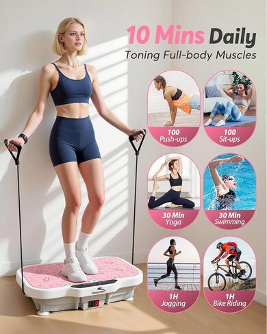 Zoomsnail Vibration Plate Exercise Machine, 8000 Vibrations/min Adjustable Fitness Platform, 400 Lbs Capacity Whole Body Workout Extra Large Size Platform with Bluetooth for Weight Loss, Women & Men in Kuwait