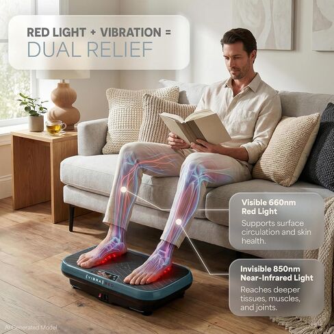 لوحة الاهتزاز Lifepro VibraRed مع العلاج بالضوء الأحمر - 50 مصباح LED للضوء الأحمر، 99 سرعة ونطاق مقاومة منصة اهتزازية - لوحة اهتزاز متأرجحة للتصريف اللمفاوي in Kuwait