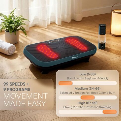 لوحة الاهتزاز Lifepro VibraRed مع العلاج بالضوء الأحمر - 50 مصباح LED للضوء الأحمر، 99 سرعة ونطاق مقاومة منصة اهتزازية - لوحة اهتزاز متأرجحة للتصريف اللمفاوي in Kuwait