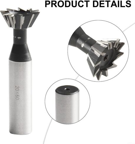 6 Flutes Dovetail Milling Cutter 60 Degree HSS Metalworking Cutting Tool 20mm Diameter for Stainless Steel Carbon Steel Cast Iron Alloy Die and Tool Steel in Saudi Arabia
