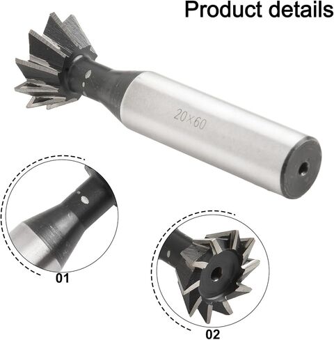 6 Flutes Dovetail Milling Cutter 60 Degree HSS Metalworking Cutting Tool 20mm Diameter for Stainless Steel Carbon Steel Cast Iron Alloy Die and Tool Steel in Saudi Arabia